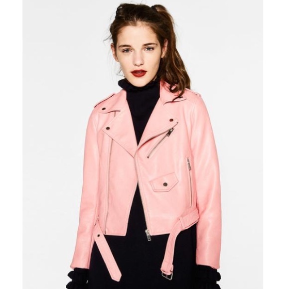 zara pink moto jacket